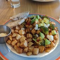 Mexican vegan scramble at Lucy's Cafe in Chicago