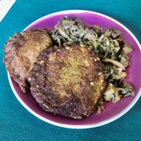 Subji with fried vegetable patty  at Govinda Veggie Corner in Budapest