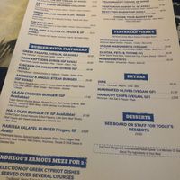 Menu at Andreou's Bistro in Arbroath