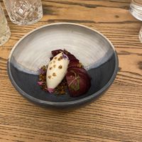 Desert (vanilla ice cream and pear) at KLE in Zurich