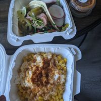 Tacos, vegan elote at Migrants in Madison