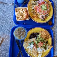 Elote, nachos, regular/coffee horchata, quesedilla at Migrants in Madison