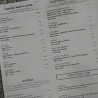 part of the menu with the extensive vegan taco list at Migrants in Madison