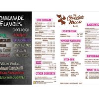 Menu at The Chocolate Moose in Nashville