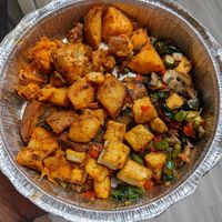 Grilled tofu scramble with vegan home fries. They have regular home fries too, so that distinction is important. This scramble is really delish. at Toast Coffeehouse in Patchogue
