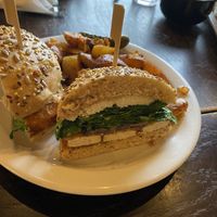 Vegan Brooklyn chicken sandwich   at Toast Coffeehouse in Patchogue