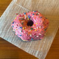 Yummy and clearly labeled vegan donuts!  at Sandy's Donuts - Broadway in Fargo