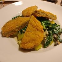 Schnitzels in creamy mushroom sauce with potatoes at Loving Hut - Na Porici in Prague