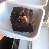 such a chocolate-y and soft brownie!! at Loving Hut - Na Porici in Prague