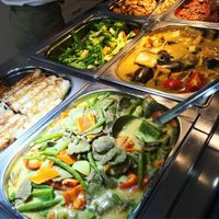 many delicious meals in bufet form, curry, springrolls, veggies.. at Loving Hut - Na Porici in Prague