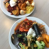 plates from the buffet at Loving Hut - Na Porici in Prague