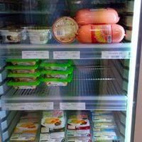 Vegan substitutes in the shop at Loving Hut - Na Porici in Prague