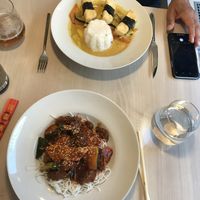 Above: Thai Curry. Bellow: au lac noodles.  at Loving Hut - Na Porici in Prague