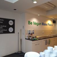 Behind the buffet at Loving Hut - Na Porici in Prague