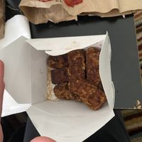 tempeh tenders in cardinal sauce   at The Cardinal in Boone