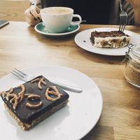 that pretzel vegan shortbread (?) was amazing! at Kings Walk Kitchen in Nottingham