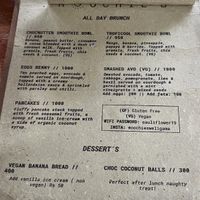Menu  at Moochie's Cafe in Weligama