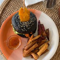 Vegan burger! Best bun I’ve ever tried!  at Moochie's Cafe in Weligama