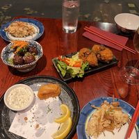 In centre: Tofu & Mushroom croquettes  at Itadakizen in London