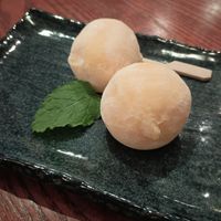 Yuzu mochi ice cream. at Itadakizen in London