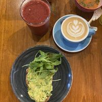 avocado toast and berry smoothie   at Sip and Wonder in Alicante
