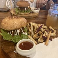 Jackfruit & Spicy Sweet Potato Burger, very yummy  at Soul Food in Kandy