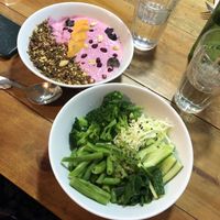Smoothie bowl and green bean salad at Soul Food in Kandy