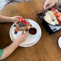 Pancakes and açaí bowl   at Santos Coffee With Soul in Oranjestad