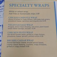 Description of Vegan Sausage Wrap on the normal lunch menu at The Blueberry Muffin in Plymouth