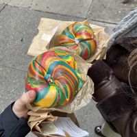 Rainbow bagel   at Liberty Bagels in New York City