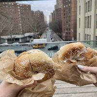 Salted bagel  at Liberty Bagels in New York City