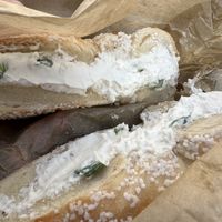 Toasted salt with tofu scallion cc  at Liberty Bagels in New York City