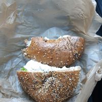 Vegan cream cheese and hash brown filling at Liberty Bagels in New York City