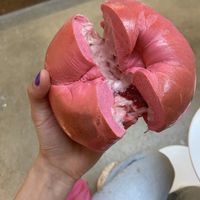 pink bagel  at Liberty Bagels in New York City