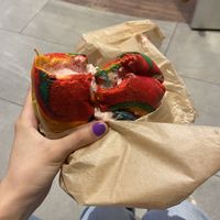 rainbow w strawberry   at Liberty Bagels in New York City