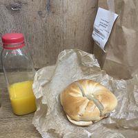 Plain bagel + tofu cinnamon walnut cream cheese  at Liberty Bagels in New York City