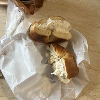 Plain bagel with tofu cream cheese  at Liberty Bagels in New York City