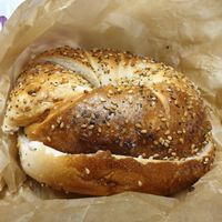 Everything bagel at Liberty Bagels in New York City