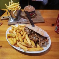 Mushroom "steak" sandwich with fries at Kelly's Diner in Letterkenny