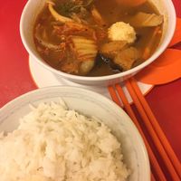 Tomyam soup with white rice, super yummy! at Zhen Xiang Zhai in Kuching
