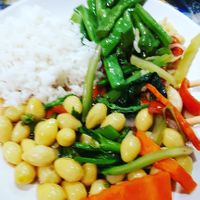 Rice with fried mix vegetable, beans and green beans. at Shan Ma Ma in Mandalay