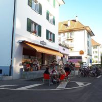 Outside at lil Radish in Bern