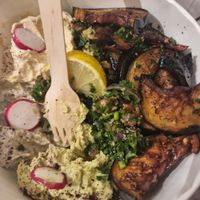 Aubergine bowl at Santo Falafel in Florence
