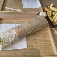 Falafel Wrap and French Fries at Santo Falafel in Florence