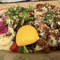 Fried cauliflower and hummus   at Santo Falafel in Florence