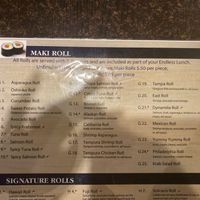 Menu at Bangkok Sushi in Lutz