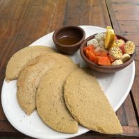 Not really pancakes, more of a patty with a bit of a raw dough/banana-y texture. Good though. Make sure to clarify if you don’t eat honey, I believe it’s the default topping  at Simon Says  in San Juan Del Sur