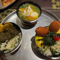 Trio of regional specialities (maniçoba, vatapá, and tacacá). at Govinda Vegetariano - Batista Campos in Belem
