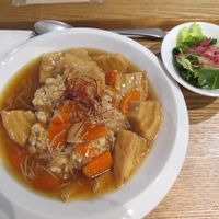 wheat gluten stew on rice at il riccio in Himeji