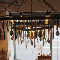 quirky cutlery sculpture at il riccio in Himeji